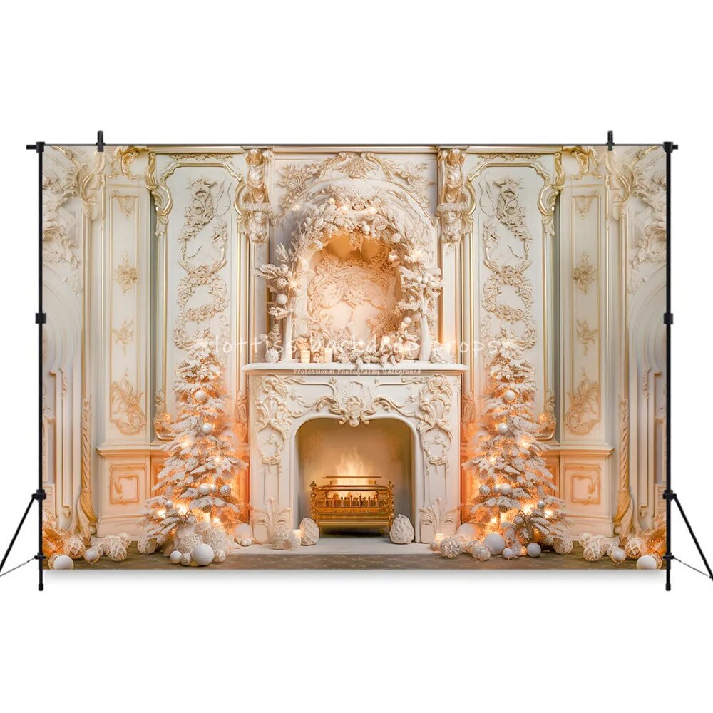 Christmas Luxury Fireplace Backdrops Kids Girl Photography Child Adult Festival Photocall Castle Living Room Background