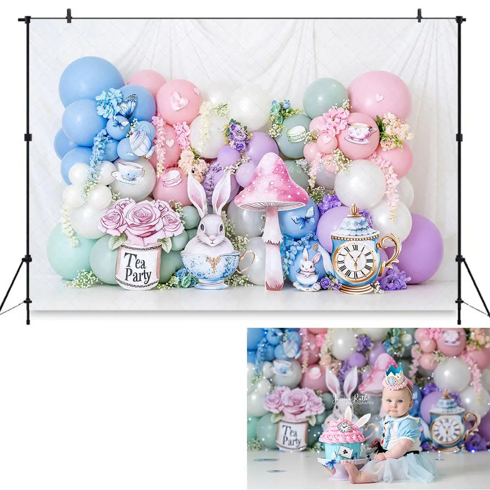 Fairy Balloons Arch Backdrop Wonderland Party Decors Kids Baby Cake Smash Photography Props Child Adult Birthday Backgrounds