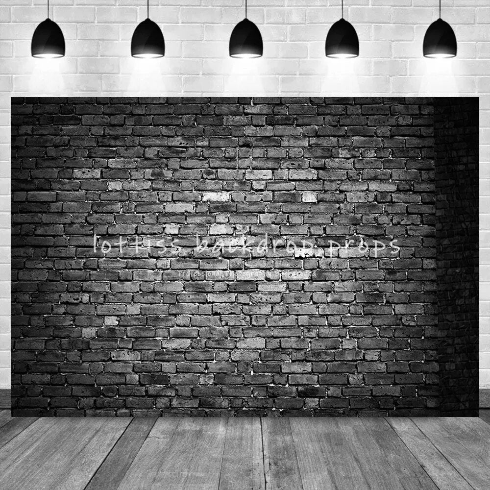 Black Brick Wall Backdrops Series-One For Photography Party Adult Portrait Kids Birthday Decor Old Broken Brick-wall Background