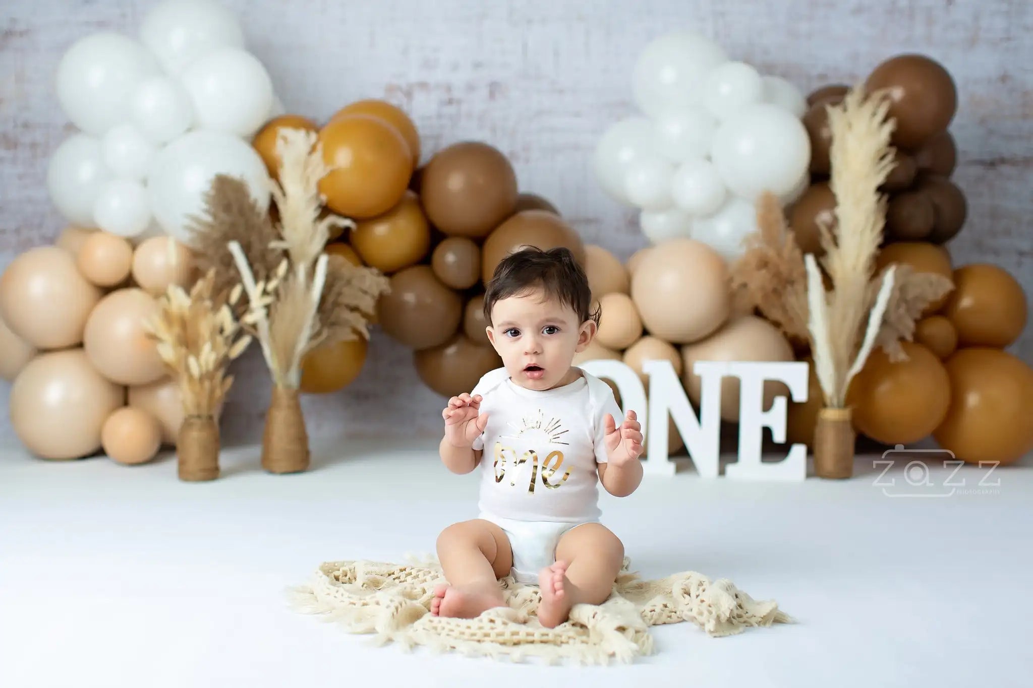 Boho Balloons Backdrop Brick Wall Kids Baby Cake Smash Photocall Decors Child Boys Adult Birthday Studio Backgrounds