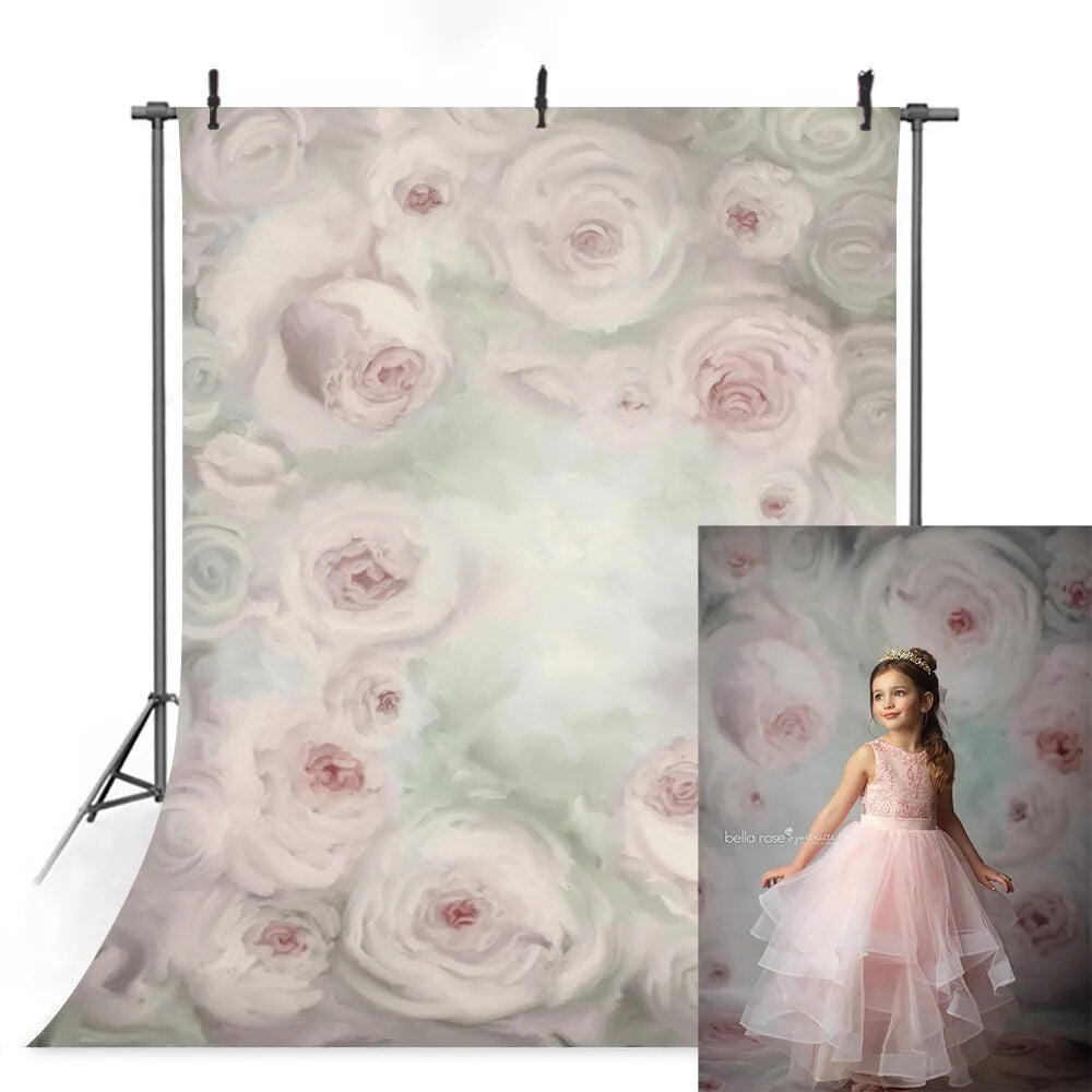 Vintage Flower Photography Backdrop Newborn Baby Girl Maternity Artistic Portrait Art Hand Painting Background Photostudio