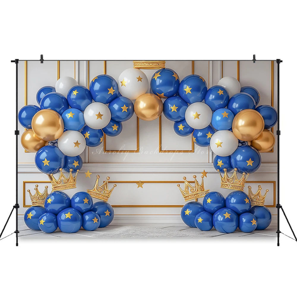 Royal Blue and Balloon Garland Photography Backdrop Kids Baby Cake Smash Photocall Decors Pink Balloon Arch Child Backgrounds