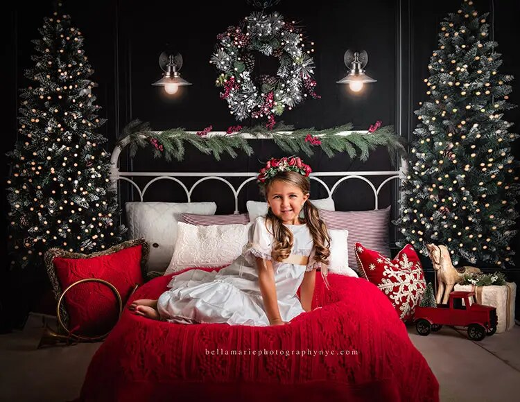 Xmas Elegant Country Headboard Backdrops Child Baby Photocall Props Adult Kids Birthday Photogrpahy Background