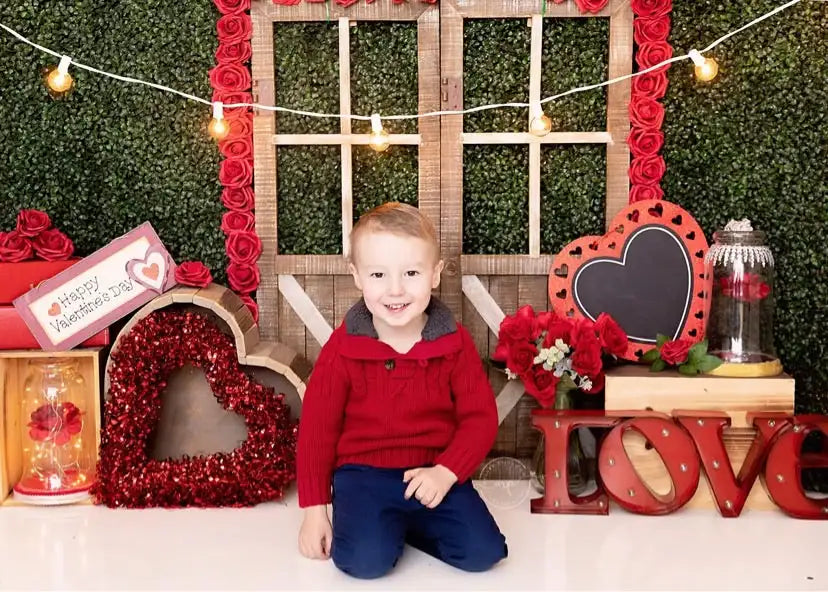 Valentines Day Love Wall Backdrops Kids Girl Photography Props Child Baby Photocall Decors Lover Windows Doors Backgrounds