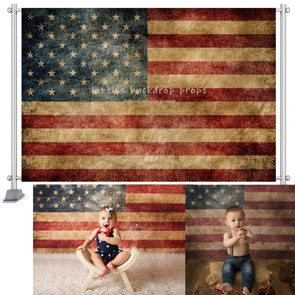 Home of the Brave Backdrops Kids Adult Portait Cake Smash Birthday Party Photocall Decors American Flag Background Photostudio