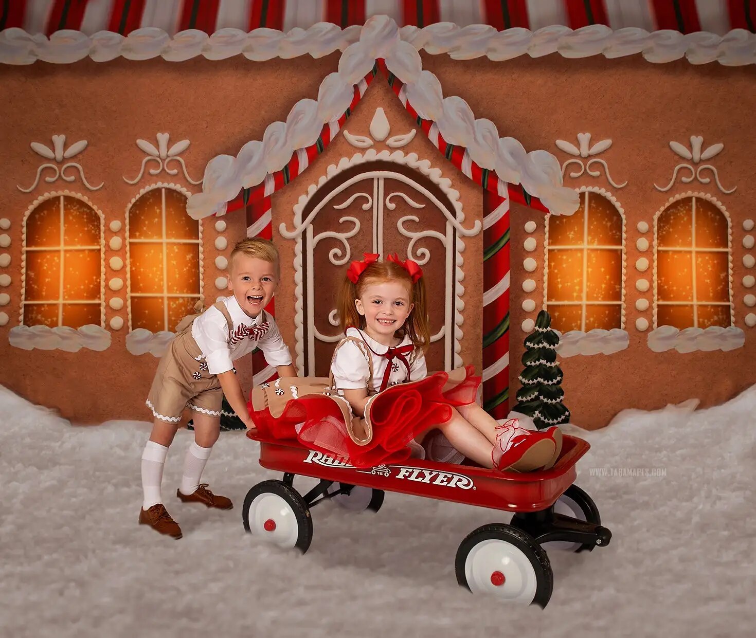 Arrière-plan de photographie de devant de magasin de noël, accessoires de séance photo pour enfants et adultes, arrière-plan de porte de maison enneigée pour studio photo de famille et d'enfant 