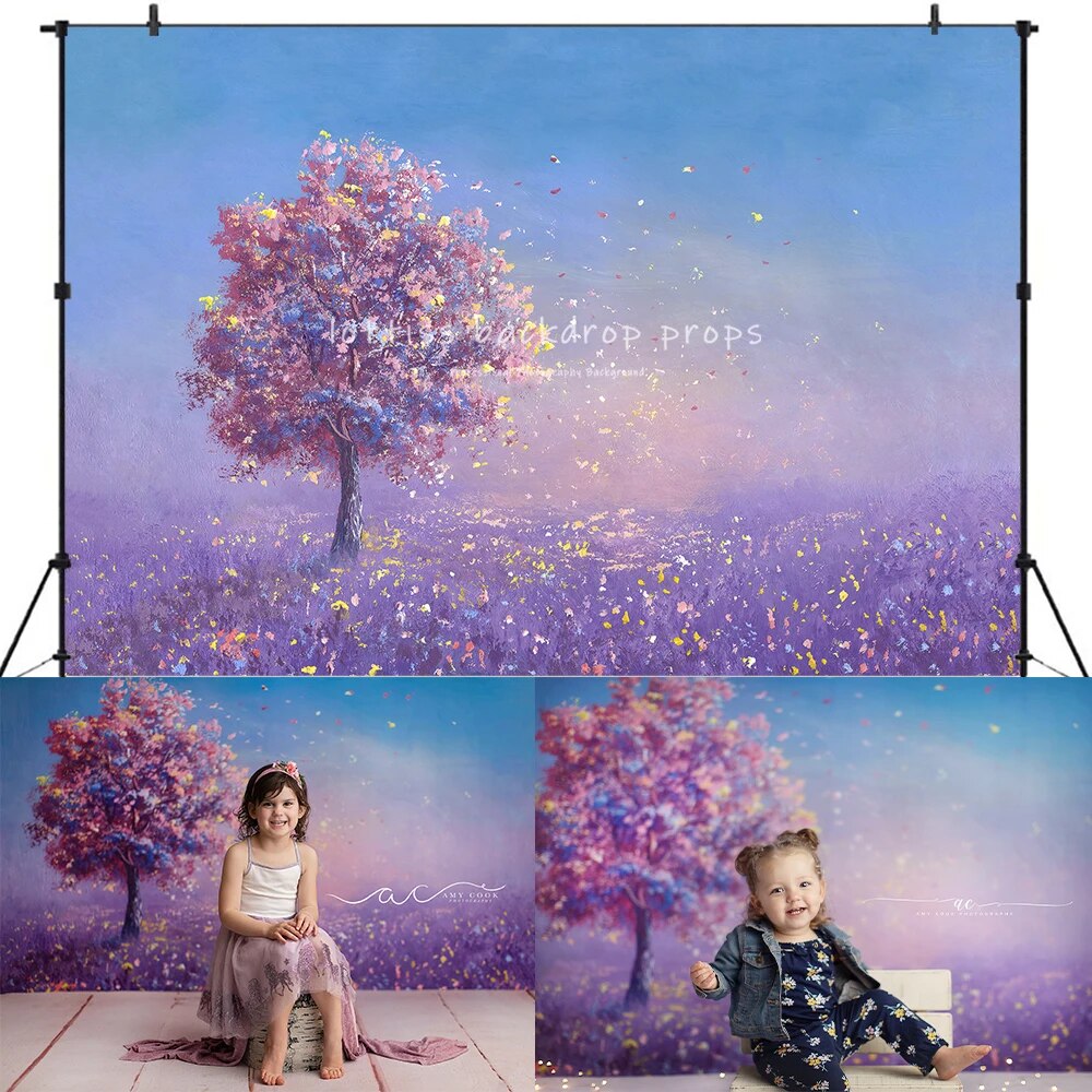 Windswept Wishes Backdrops Kids Cake Smash Props Child Baby Photocall Decors Adult Photography Autumn Purple Tree Background