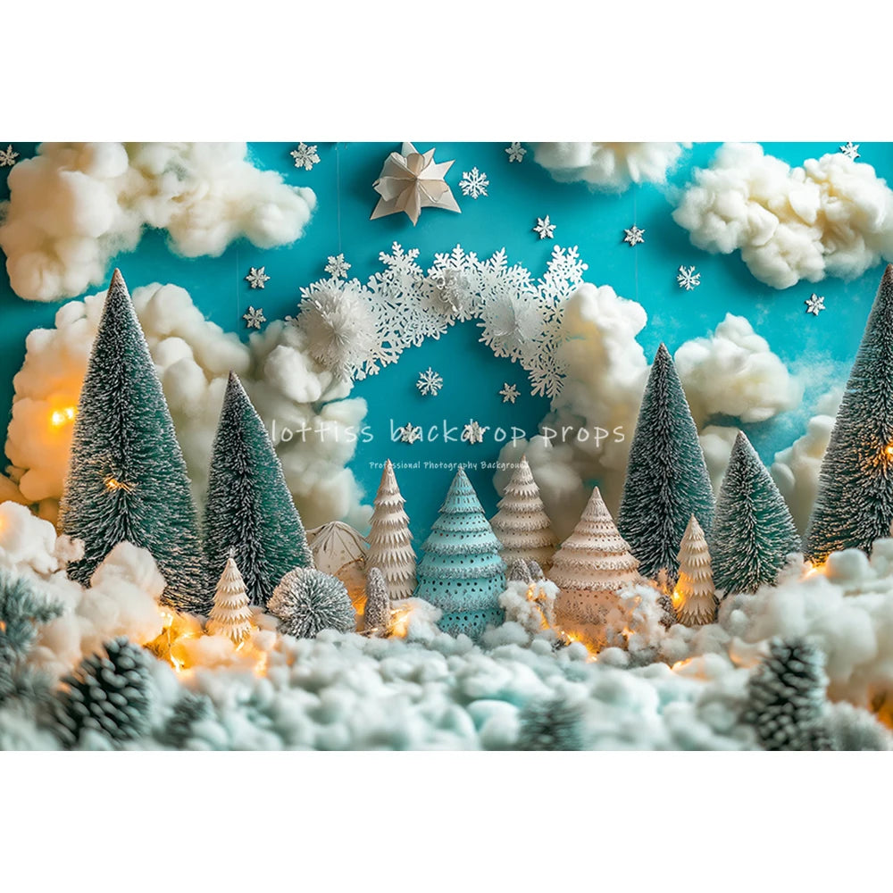 Winter Pine Forest Backdrops Kids Adult Photography Child Baby Photocall Snowflake Country Mountain Range Backgrounds