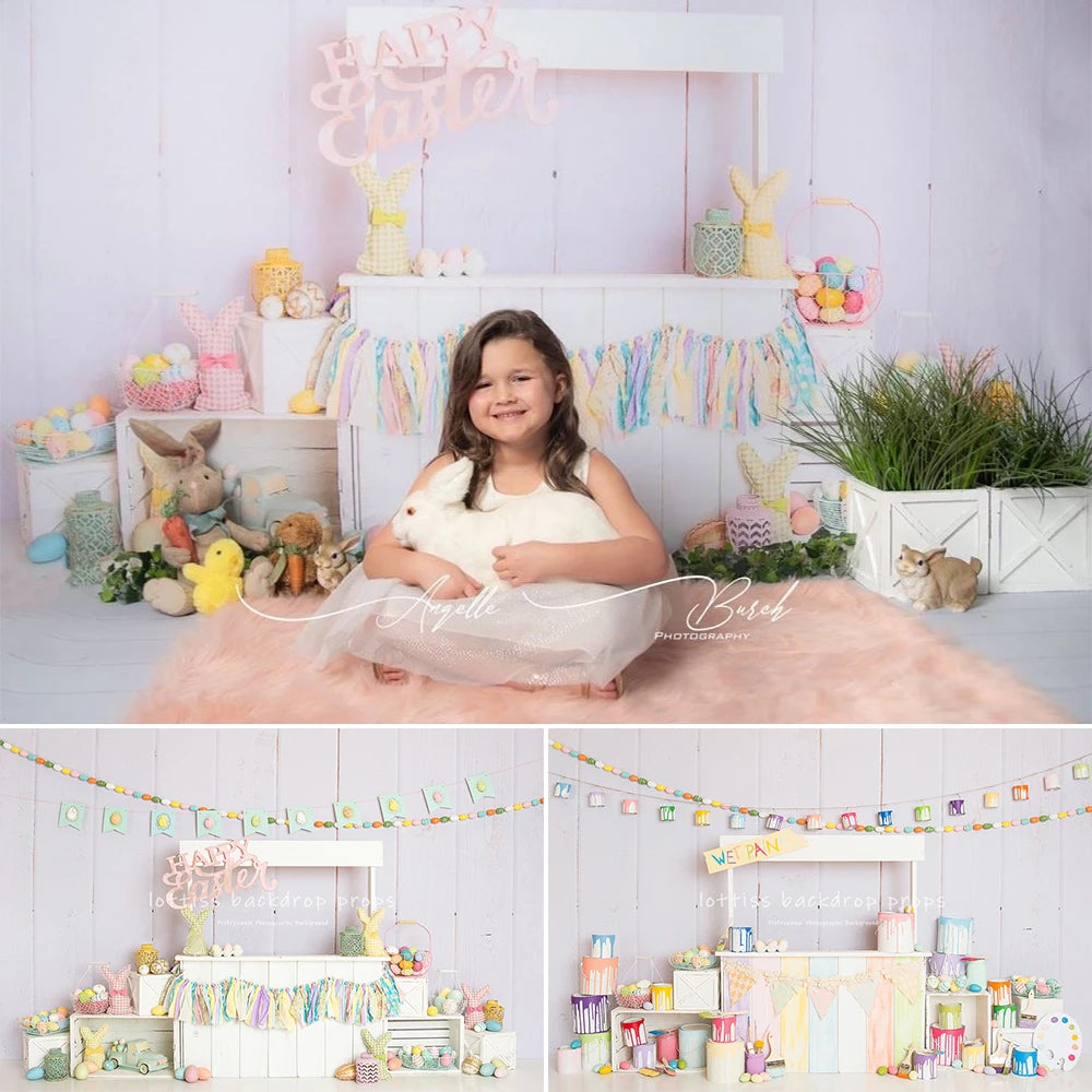 Spring Easter Backdrops Kids Girl Photography Child Birthday Cake Smash Photocall Decors Garden Bunny Eggs Backgrounds