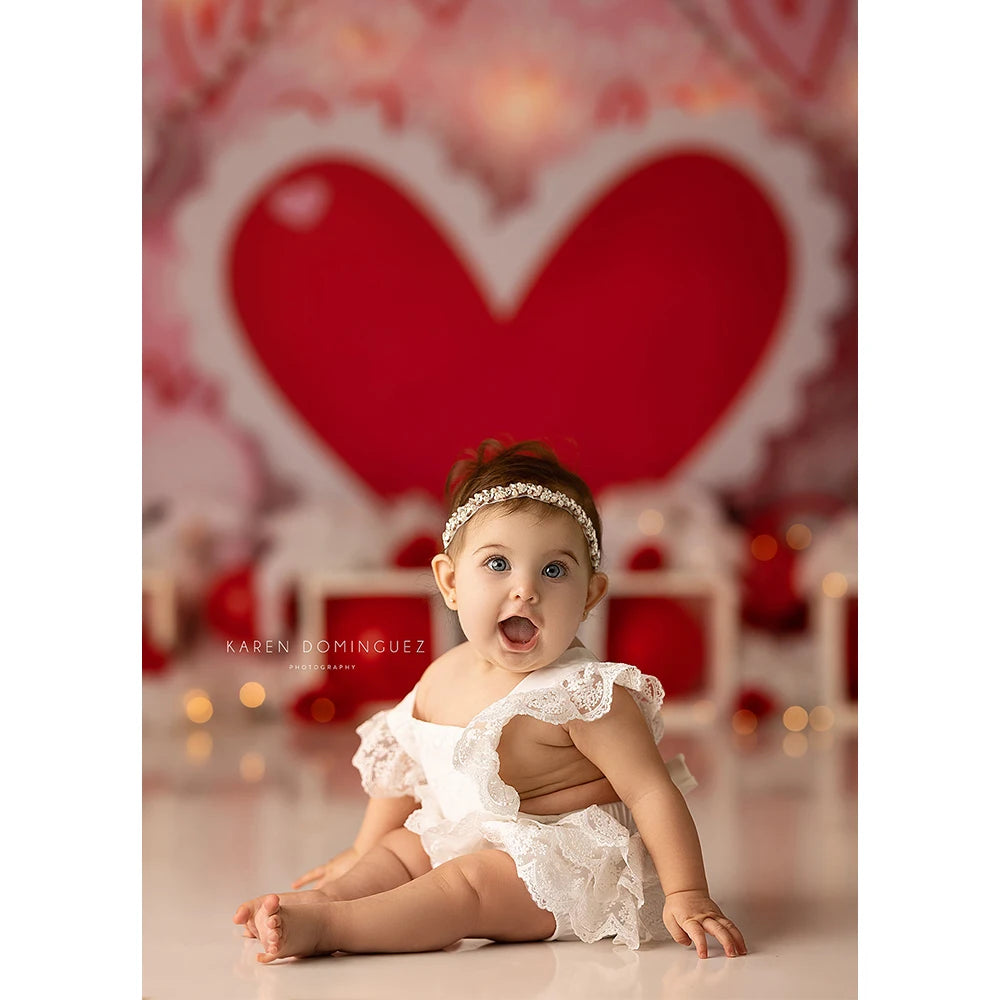 Valentine's Day Photography Backdrop Cloth Red Love Heart Wedding Baby Birthday Party Decor Backgrounds For Photo Studio Props