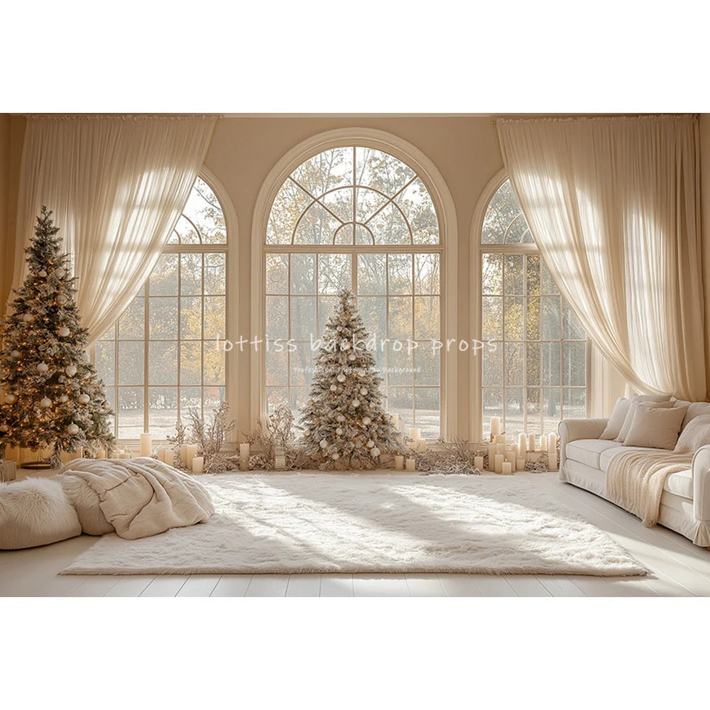 Christmas Living Room Backdrops Kids Family Photography Child Adult Photocall Retro Luxury Room Xmas Trees Backgrounds