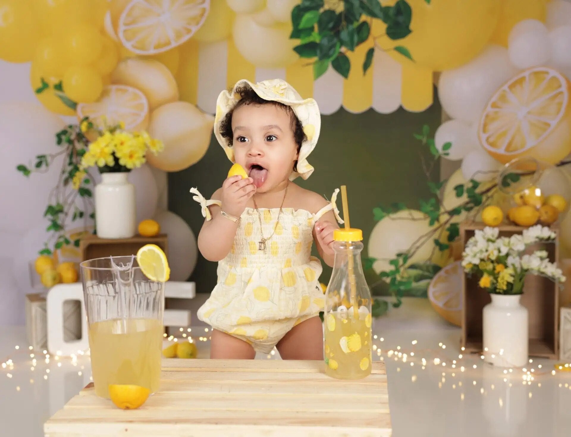 Summer Bright Lemons Backdrops Baby Kids Photography Portrait Props 1st Birthday Cake Smash Photostudio Background