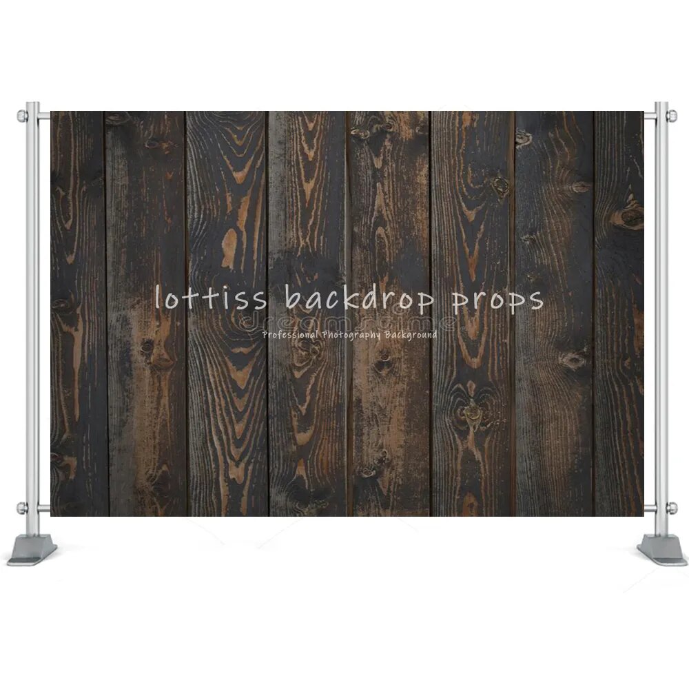 Black Wood Board Background Series-One For Photography Baby Birthday Party Kids Portrait Rustic Planks Backdrop Cloth