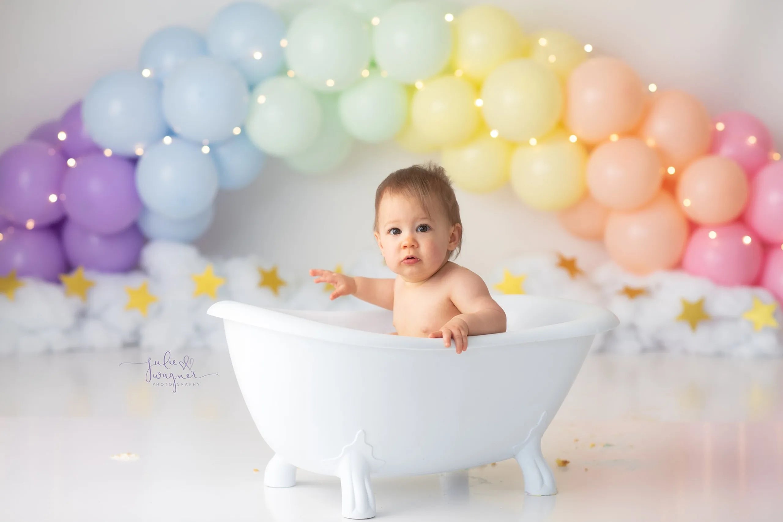 Rainbow Balloon Arch Photography Backdrop Kids Baby Cake Smash Photocall Decors Child Adult Birthday Photo Studio Backgrounds