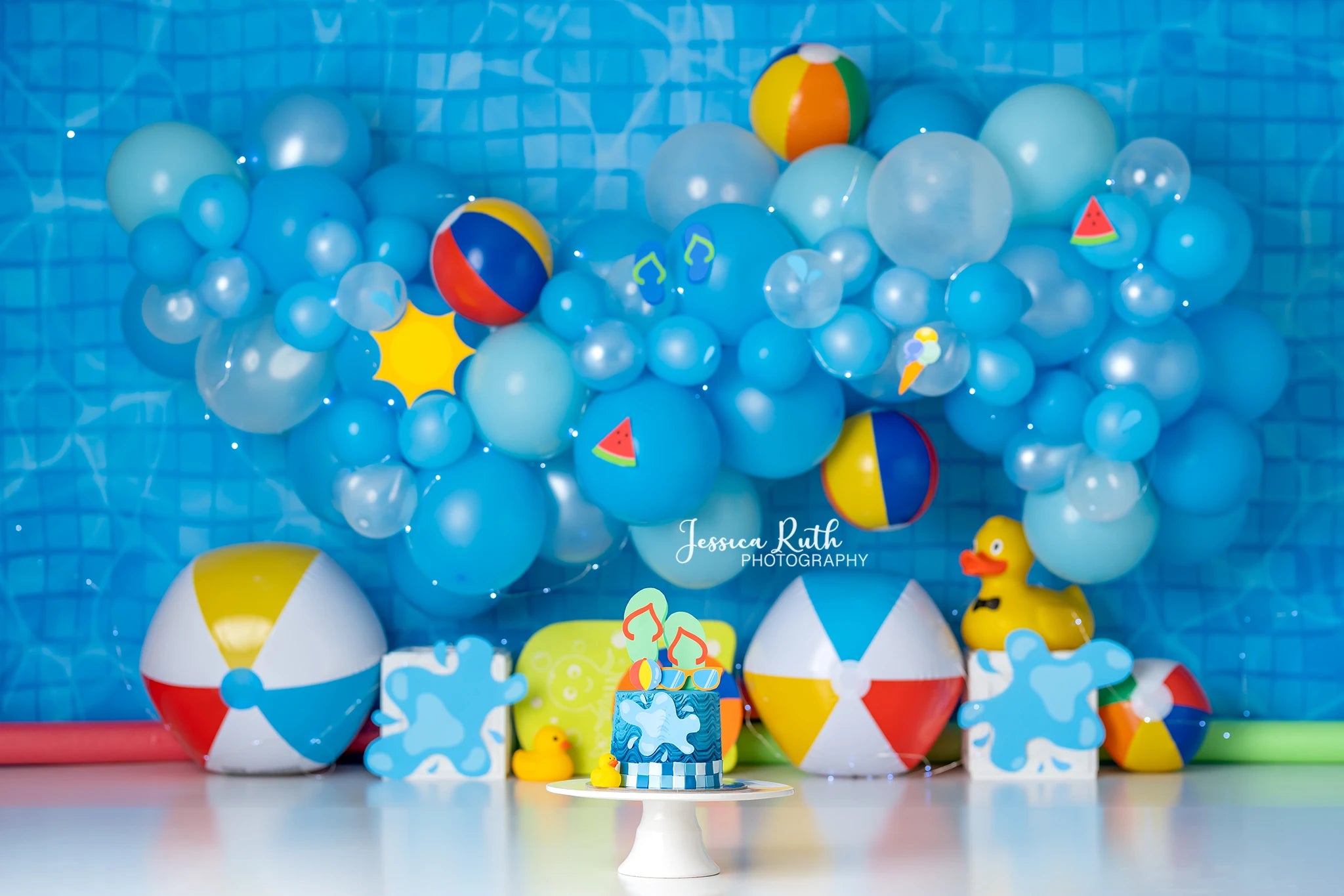 Summer Pool Party Backdrop Kids Baby 1st Birthday Photocall Decors Balloons Child Boys Adult Photography Backgrounds