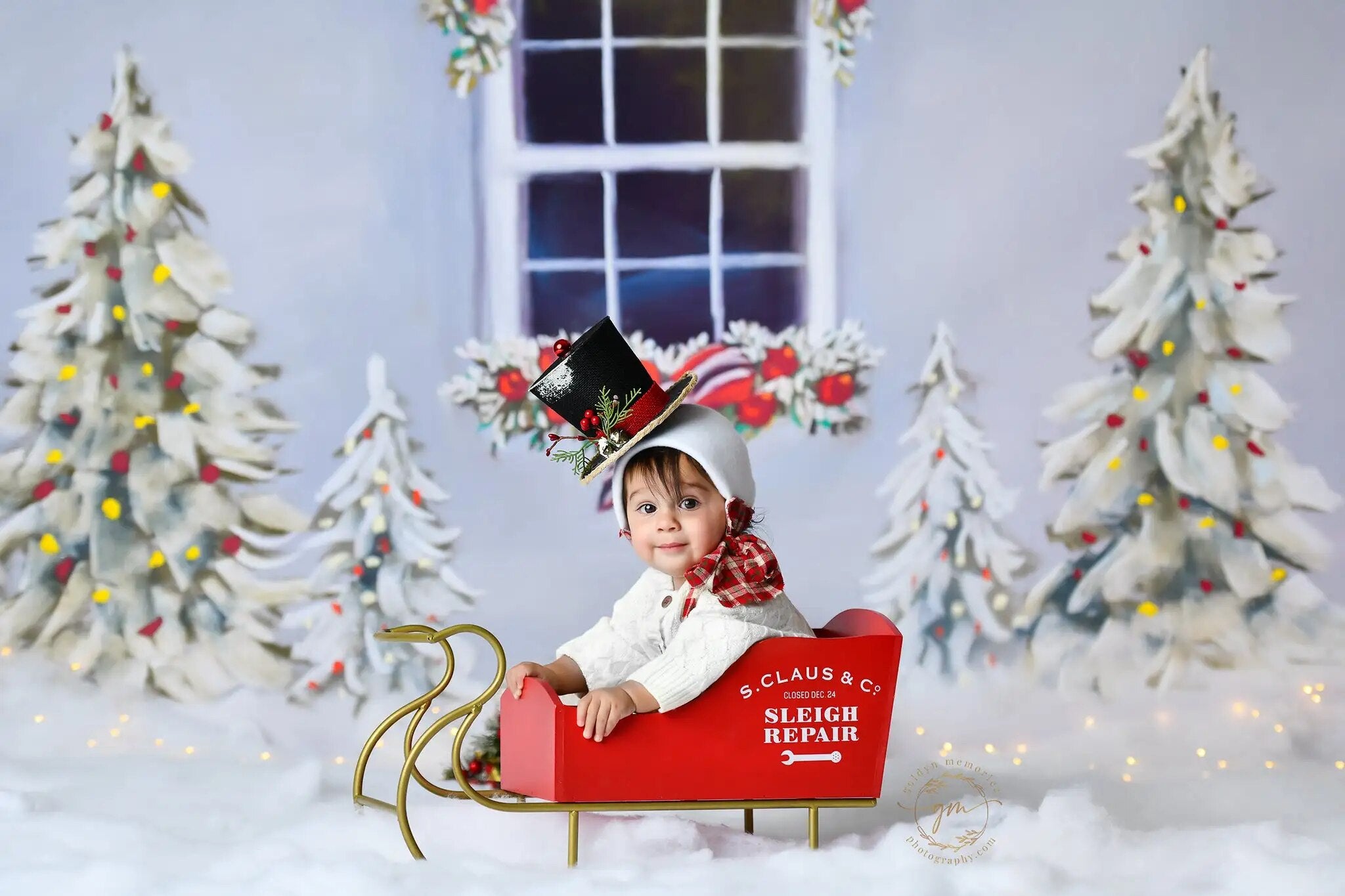 Arrière-plan de fenêtres enneigées, arbres de noël, photographie de Portrait de famille adulte, arrière-plan de flocon de neige d'hiver, accessoires de séance photo pour bébés et enfants 