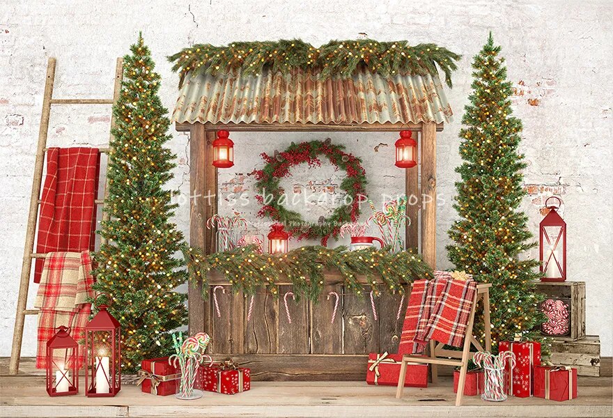 Fond de brique de noël canne à bonbons de noël, arrière-plan de sol en bois, zone Photo de famille pour enfants et bébés, Studio Photo 