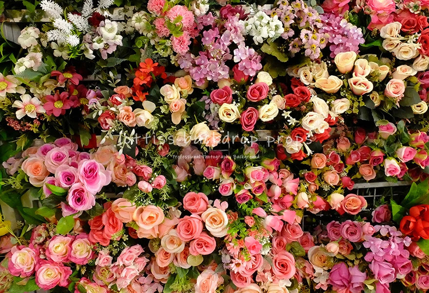 Colourful Flower Wall Backgrounds Baby Adult Photography Props Child Photocall Wedding Valentine Day Ceremony Background