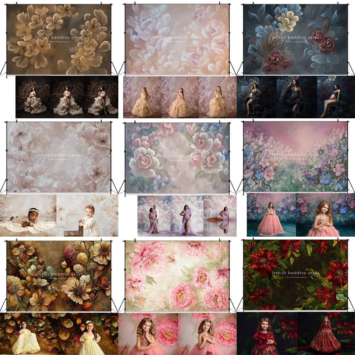 Floral Portrait Photography Backdrops Adult Kids Prengnat Photocall Props Garden Flower Background Baby Birthday Photostudio