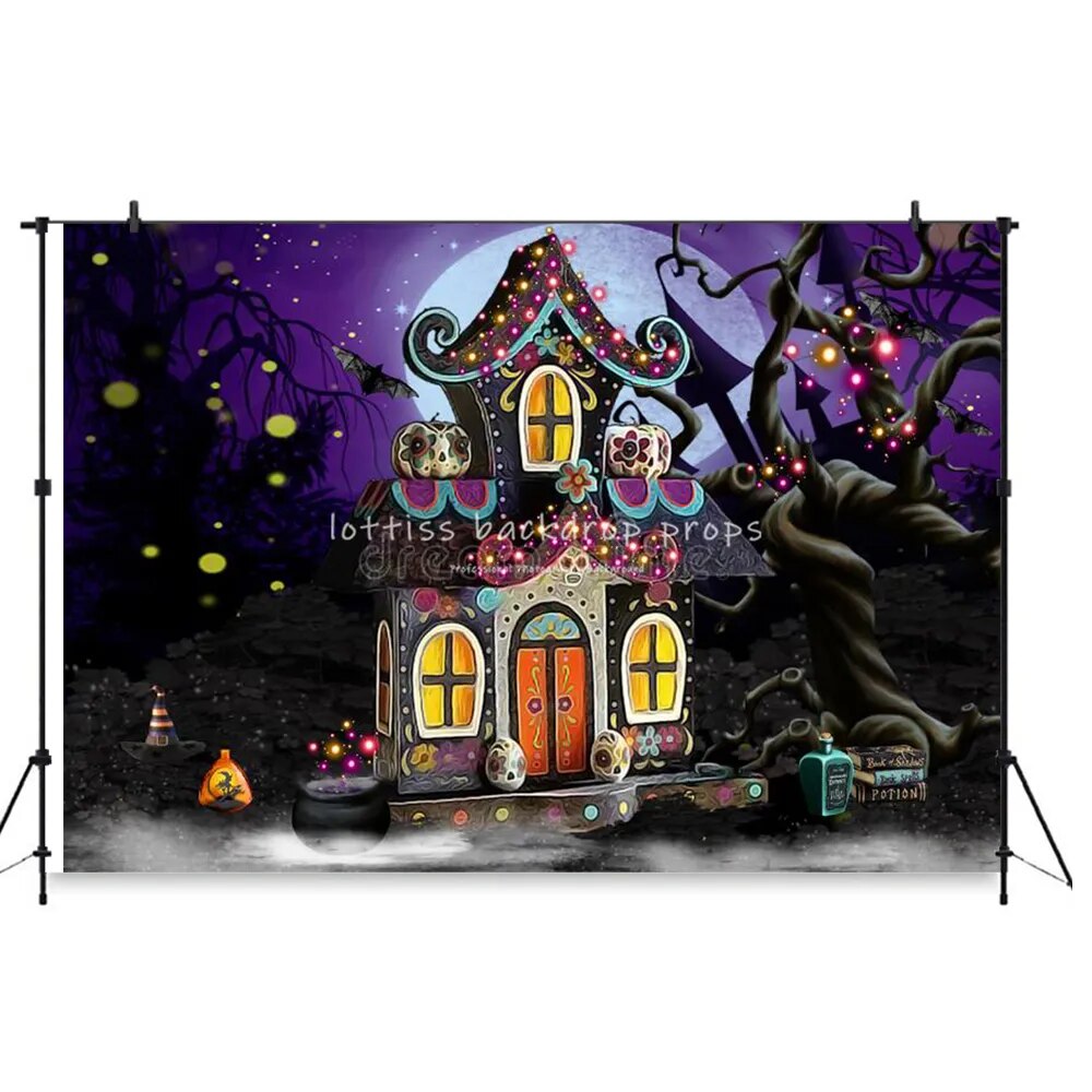 Halloween Evening Backdrops Childrens Baby Photography Props Adult Phtocall Pumpkin Lantern Festival Background