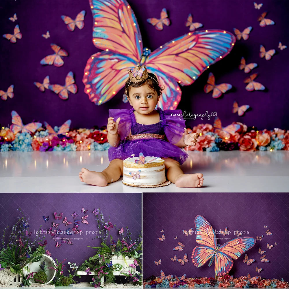 Spring Garden Butterfly Backdrops Kids Girl Photography Props Child Adult Photocall Decors Floral Backgrounds