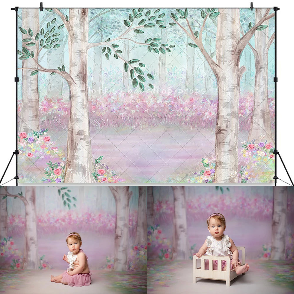 Floral Elegance Windows Backdrops Kids Girl Photography Child Baby Photocall Decors Spring Flower Backgrounds