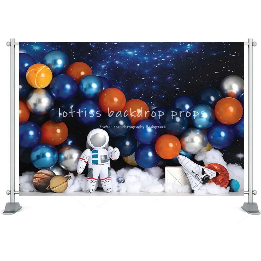 Astronaut Space Backdrop Kids Cake Smash Photography Stars Mars 1st Birthday Party Universe Starry Sky Decor Props Photostudio