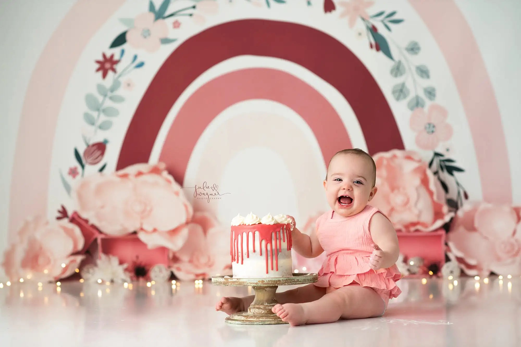 Pink Boho Rainbow Backdrop Kids Baby Cake Smash Photography Props Child Girls Adult Studio Backgrounds