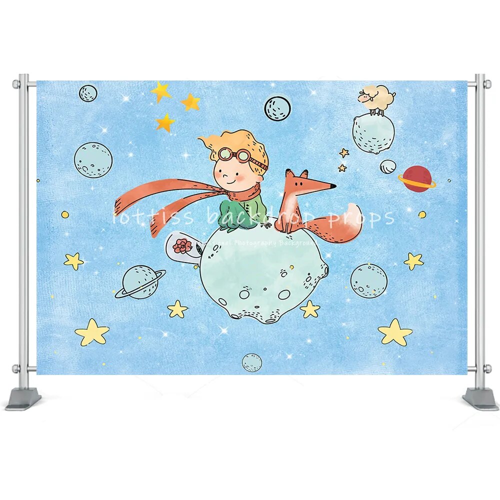 Cartoon Birthday Backdrop Kids Boy Baby Photocall Rose Moon Prince Bakckground Props Party Decor Photostudio