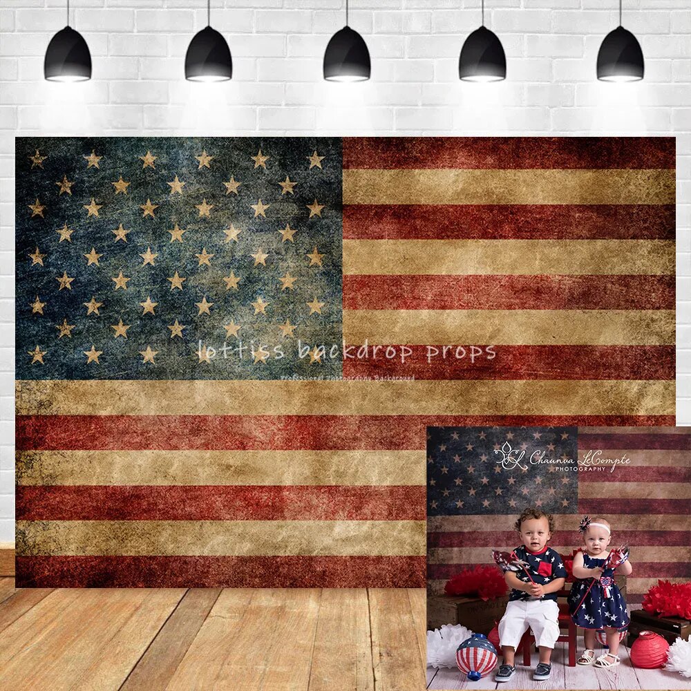 Home of the Brave Backdrops Kids Adult Portait Cake Smash Birthday Party Photocall Decors American Flag Background Photostudio