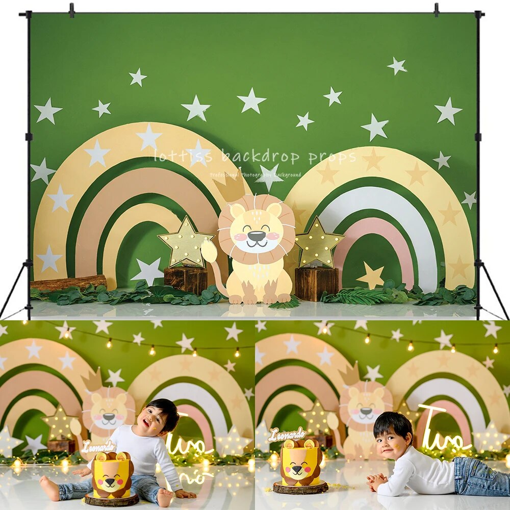 Princess Castle Backdrops Kids Baby Cake Smash Birthday Photography Props Newborn Photocall Dceors Jungle Animals Background