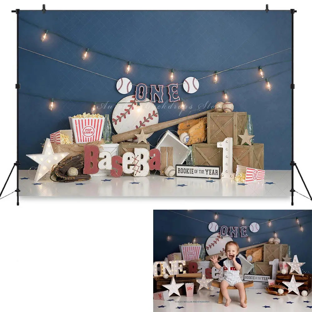 Baseball Sports Backdrop Kids Cake Smash Photography Props Child Baby 1st Birthday Photocall Decor Studio Backgrounds