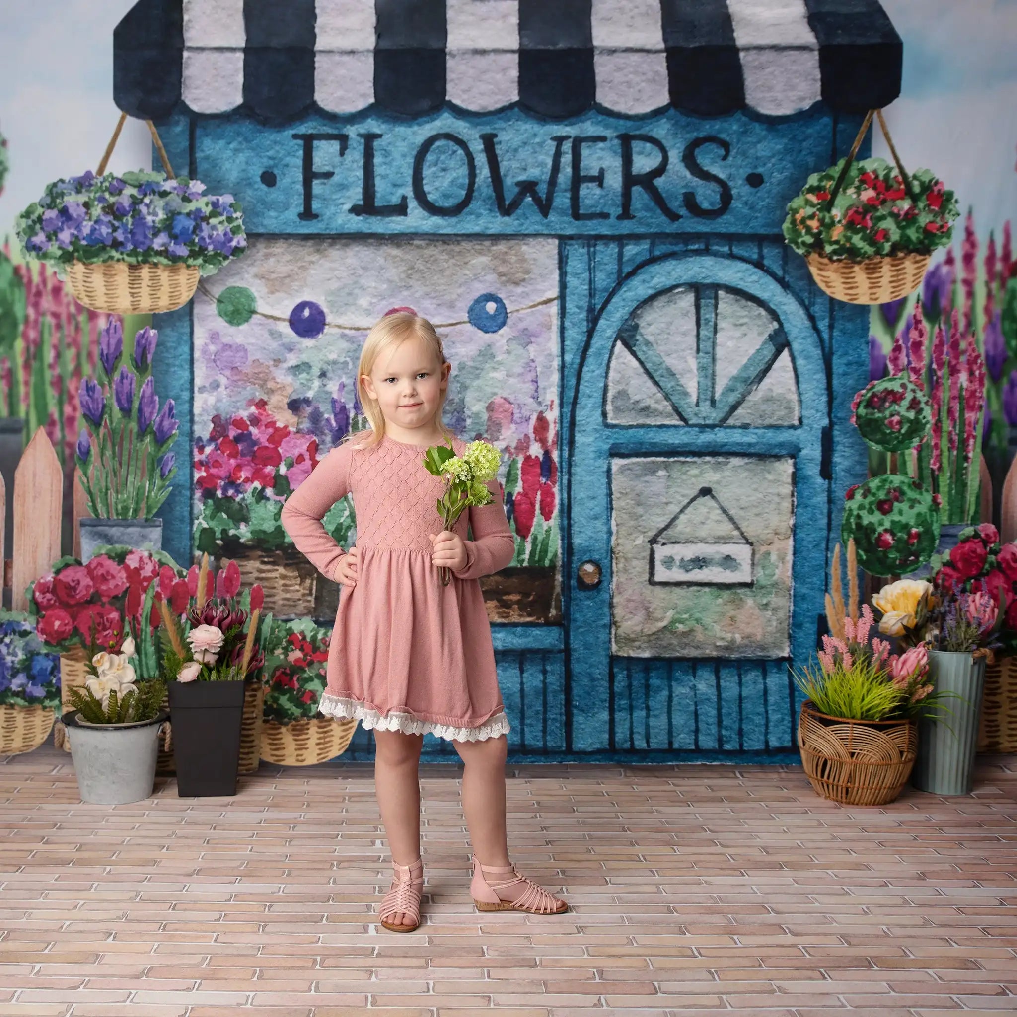 Bloom Floral Shop Backdrops Kids Girl Photography Props Child Baby Photocall Decors Garden Flower Market Backgrounds