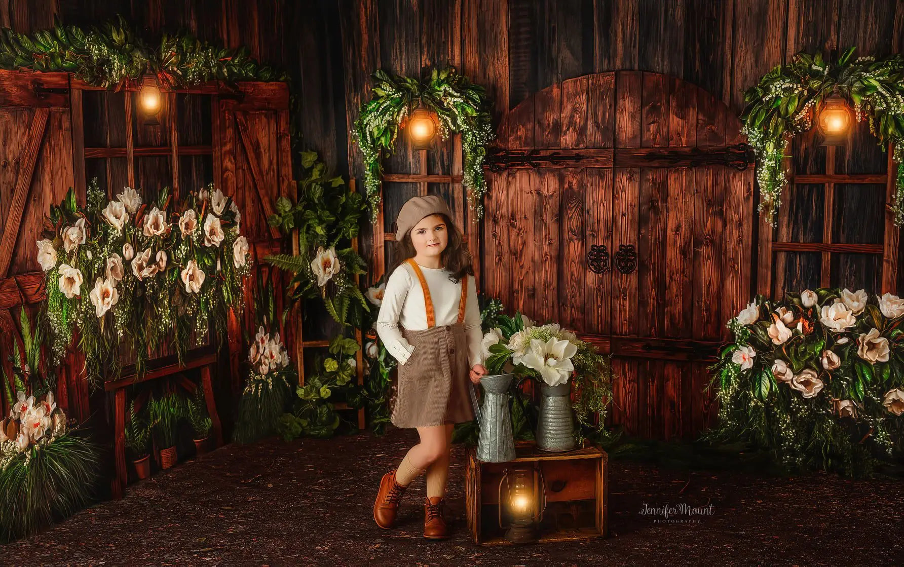 Spring Romantic Alabaster Garden Backdrops Kids Baby Photography Props Child Adult Photocall Decor Wooden Door Floral Background