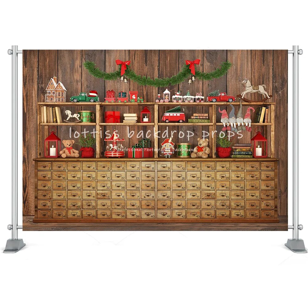 Christmas Kitchen Photography Backdrop Cupboard Retro Wood Wall Cook Decor Background Studio Newborn Baby Portrait Props