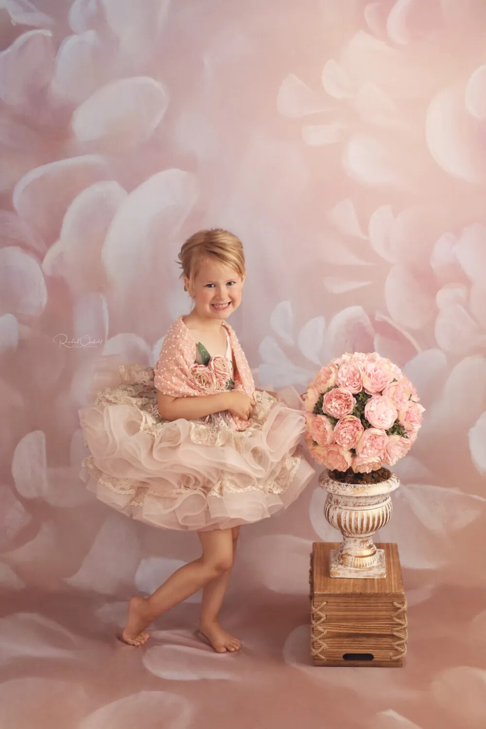 Peinture à la main toile de fond florale, Portrait de fille, femme enceinte, photographie d'enfants, séance photo, studio photo de bébé, fond de fleur rose 