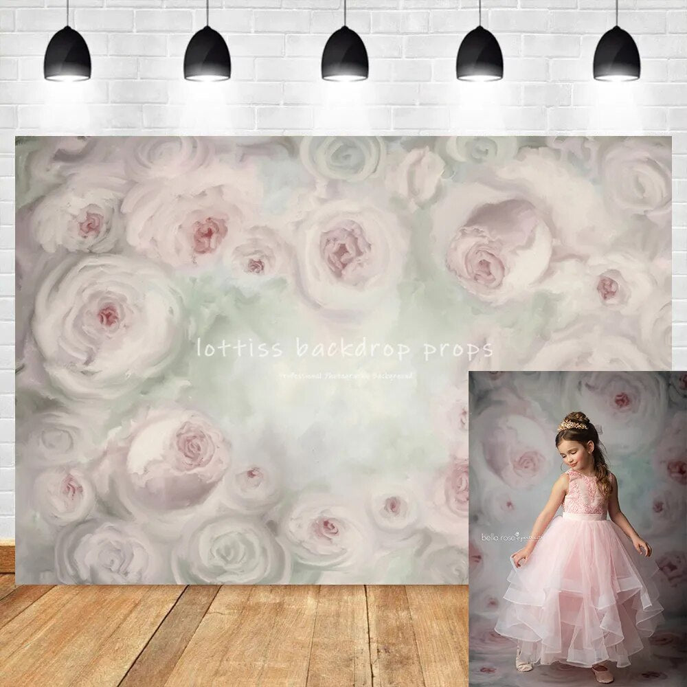 Vintage Flower Photography Backdrop Newborn Baby Girl Maternity Artistic Portrait Art Hand Painting Background Photostudio