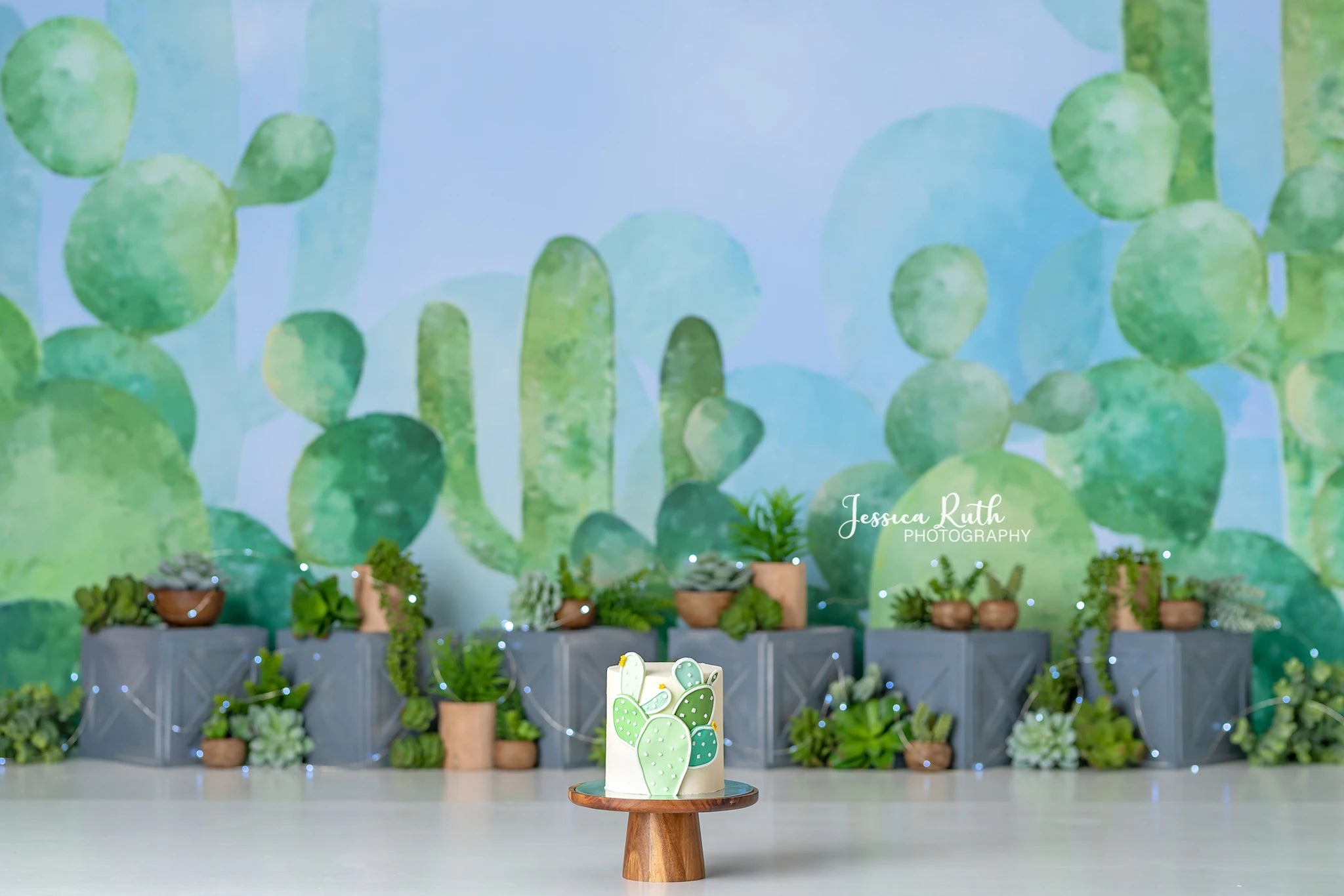 Succulent Garden Photography Backdrop Kids Baby Cake Smash Photocall Decors Green Cactus Child Girls Adult Studio Backgrounds