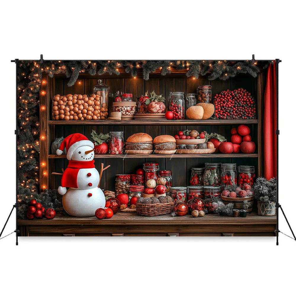 Large Cabinet With Christmas Decorations Photo Backdrop Kids Baby Cake Smash Photography Props Family Party Photocall Background