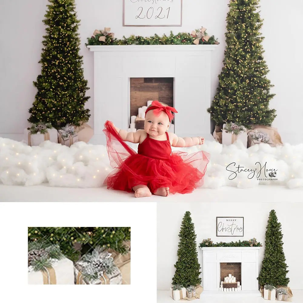 Merry Christmas Photography Backdrop Xmas Tree and Firplace Kids Baby Cake Smash Photocall Decors Child Adult Family Backgrounds