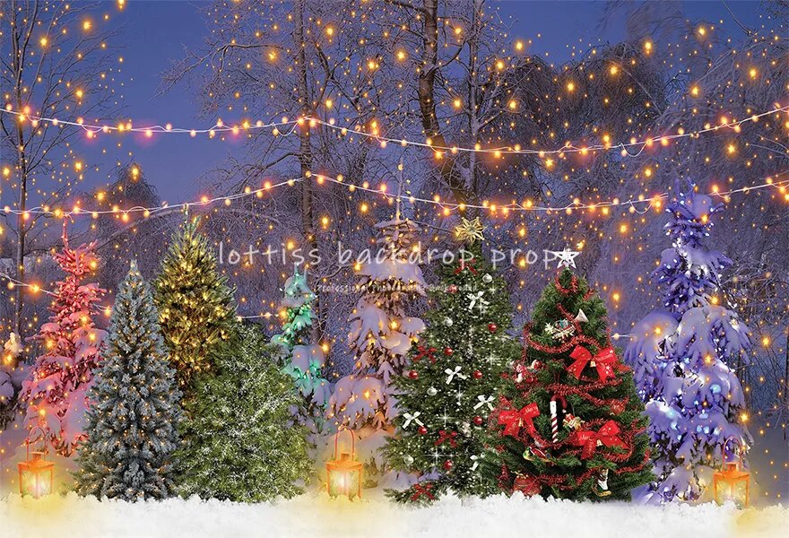 Winter Christmas Trees Backdrop Snowy Forest Child Family Photocall Xmas Festival Background Baby Adult Photostudio Props