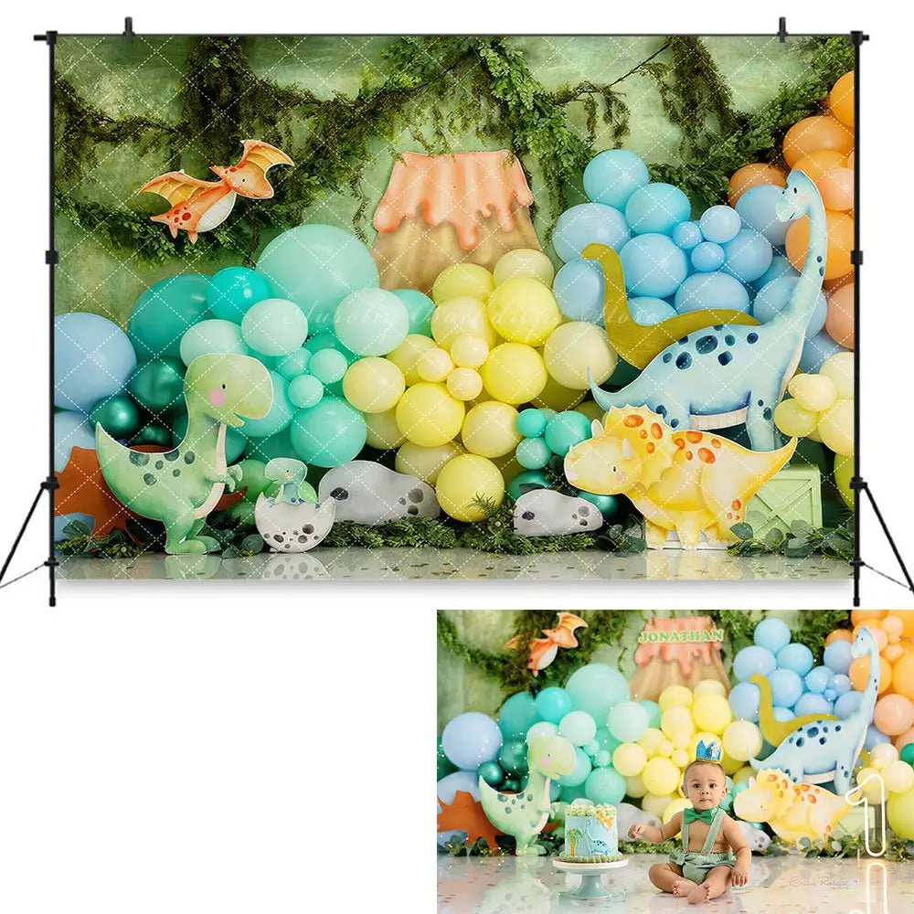 Summer Balloon Arch Photography Backdrop Kids Baby Cake Smash Photocall Decors Rainbow Floral and Butterfly Child Backgrounds