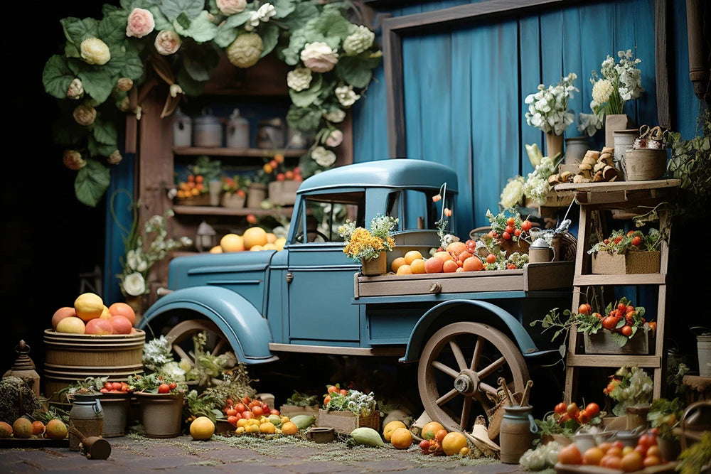 Independence Day Backdrops Fruits Truck Kids Baby Photography Props Child Adult Photocall Floral National Day Background