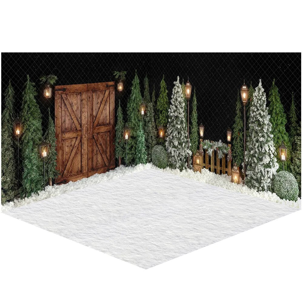 Evening Snowy Holiday Park Backdrops Xmas Kids Photography Props Child Adult Photocall Snowflake Christmas Trees Background