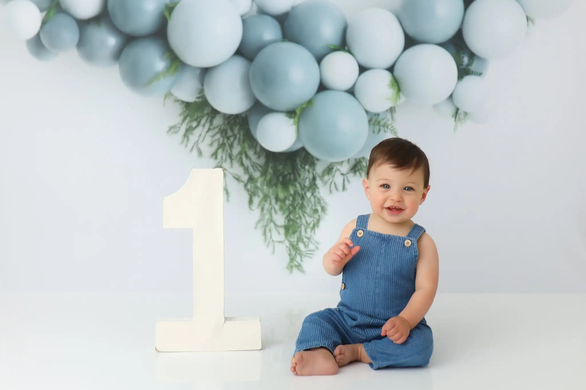 Balloons Leaves Garland Backdrop Kids Child Cake Smash Photography Props Baby 1st Birthday Photocall Decors Studio Backgrounds