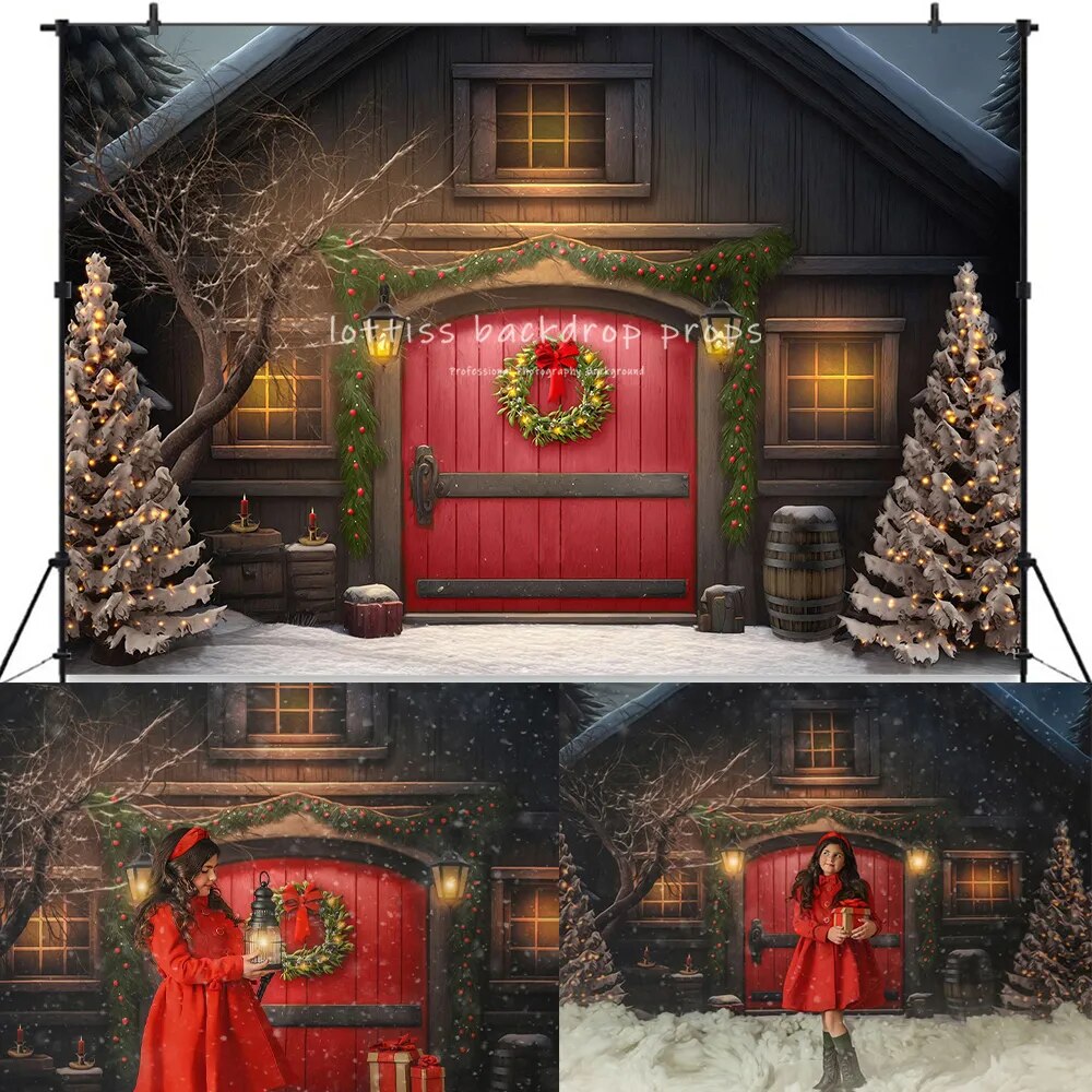 Snowy Merry Christmas Barn Backdrops Kids Adult Photography Child Baby Winter Photocall Birthday Festival Christmas Background