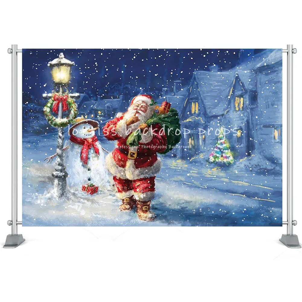 Christmas Santa Photography Backdrops Family Store Festival Decors Adult Kids Photocall Props Winter Snowfield Gift Photostudio