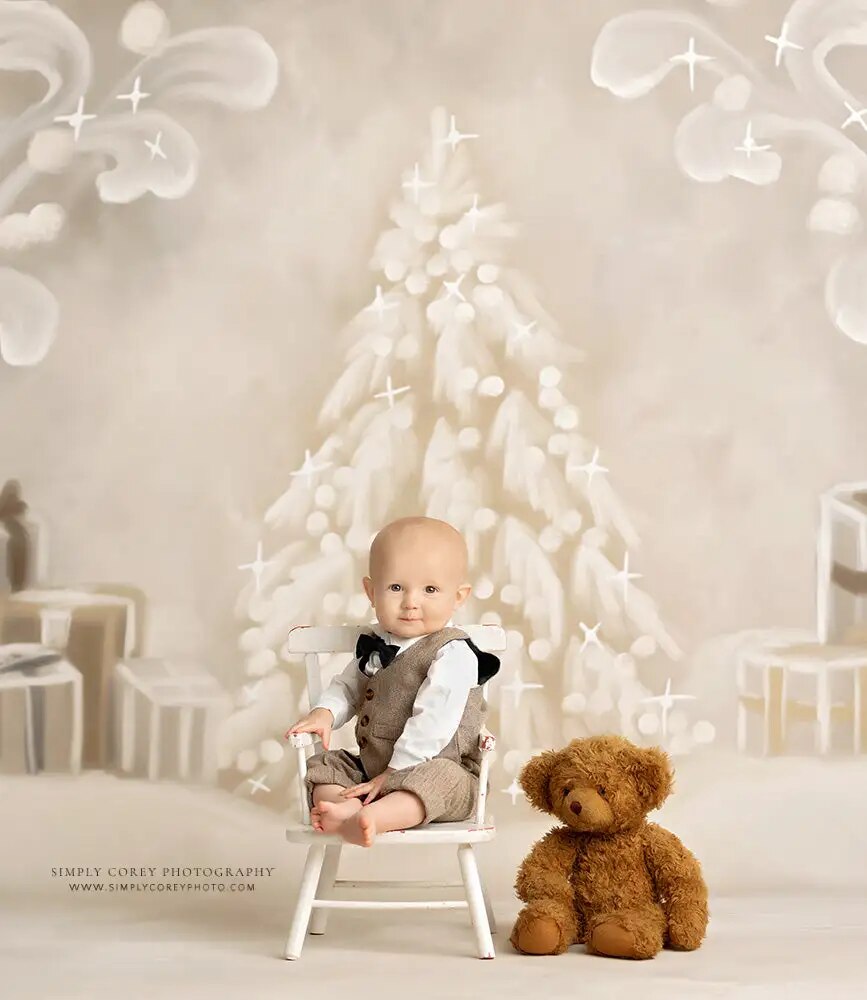 Winter Snowy Shimmer Xmas Trees Backdrops Kids Baby Photocall Portrait Photography Christmas Snowflake Forest Background