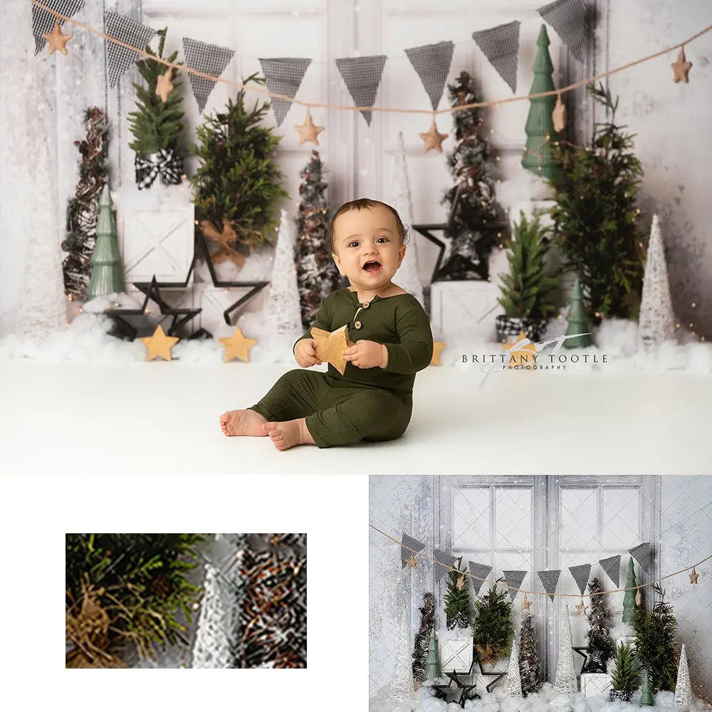 Winter Forest Photography Backdrop Christmas Window Snowy Kids Baby Cake Smash Photocall Decors Girls Adult Birthday Backgrounds