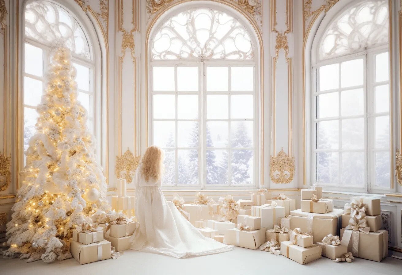 Winter Living Room Backdrops Christmas Kids Adult Photography Props Child Baby Wedding House Castle Background